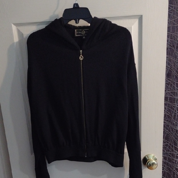 St. John Jackets & Blazers - St. John Black Hooded Zip Cardigan